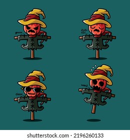 vector illustration of cute scarecrow emoji
