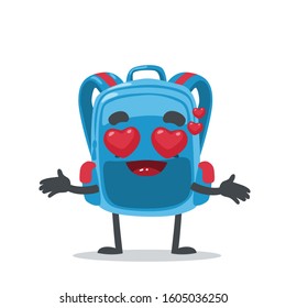 vector illustration of cute school bag happy with love eye