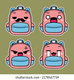 vector illustration of cute school bag emoji