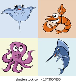 Vector illustration of a cute sea animal that is suitable to be used as a mascot or as a very interesting children's drawing book
