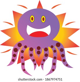 Vector illustration of cute and cute sea animal octopus characters, very suitable for seafood