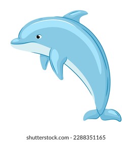 Vector illustration of a cute sea dolphin for a design element. Marine animals and fish