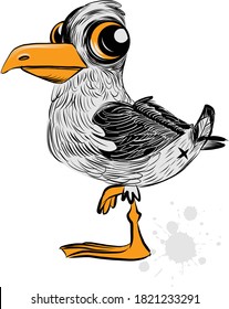 the vector illustration of the cute seagull