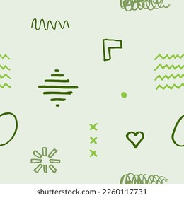 Ilustración vectorial. Un fondo perfecto. Patrón de Memphis. Moda 60, 70. Gráfico retro funky. Elemento de impresión dibujado a mano. Repetir el cartel cuadrado. Fondo de color minimalista. Decoración de tejidos