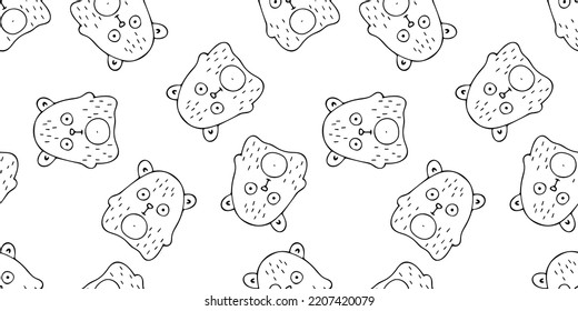 Vector illustration. Cute seamless pattern with bug-eyed Bears isolated on white. Teddy bear. Hand drawn simple doodle clipart. For textile, fabric, banner, gift wrap, baby products, scrapbooking