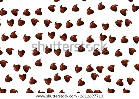 Vector illustration cute seamless pattern, background with chocolate chip cookie. Freshly baked choco cookie icon. Food pattern