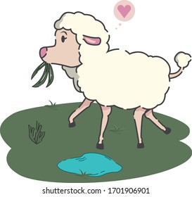 vector illustration cute sheep, cute animal