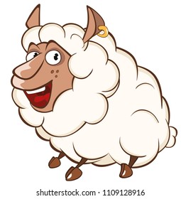 Vector Illustration of a Cute Sheep. Cartoon Character