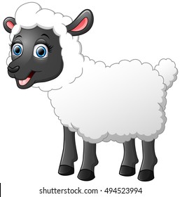 Vector illustration of  Cute sheep cartoon 