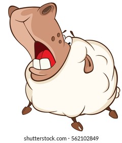 Vector Illustration of a Cute Sheep. Cartoon Character