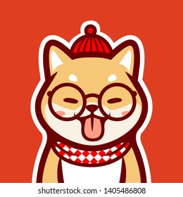 Vector Illustration of Cute shiba costume christmas - Vector