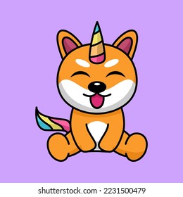 Vector illustration of cute shiba dog animal premium