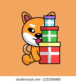 Vector illustration of cute shiba dog animal premium