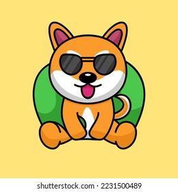 Vector illustration of cute shiba dog animal premium