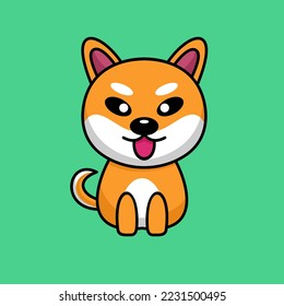 Vector illustration of cute shiba dog animal premium