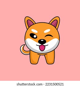 Vector illustration of cute shiba dog animal premium