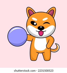 Vector illustration of cute shiba dog animal premium