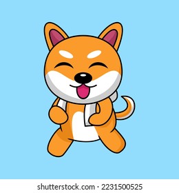 Vector illustration of cute shiba dog animal premium