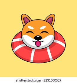 Vector illustration of cute shiba dog animal premium