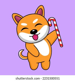 Vector illustration of cute shiba dog animal premium