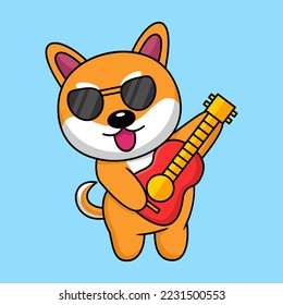 Vector illustration of cute shiba dog animal premium
