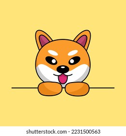 Vector illustration of cute shiba dog animal premium