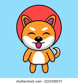 Vector illustration of cute shiba dog animal premium