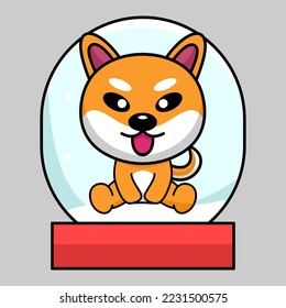 Vector illustration of cute shiba dog animal premium