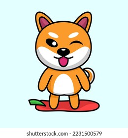 Vector illustration of cute shiba dog animal premium