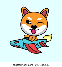 Vector illustration of cute shiba dog animal premium