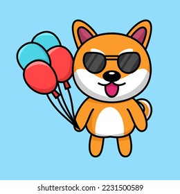Vector illustration of cute shiba dog animal premium