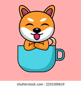 Vector illustration of cute shiba dog animal premium