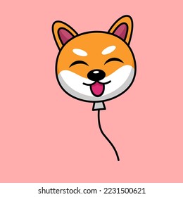 Vector illustration of cute shiba dog animal premium