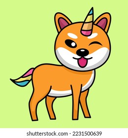 Vector illustration of cute shiba dog animal premium