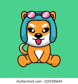 Vector illustration of cute shiba dog animal premium