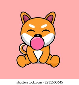 Vector illustration of cute shiba dog animal premium