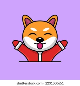 Vector illustration of cute shiba dog animal premium