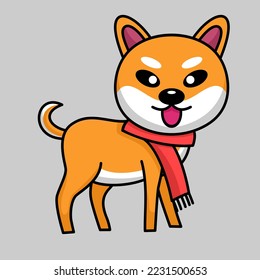 Vector illustration of cute shiba dog animal premium