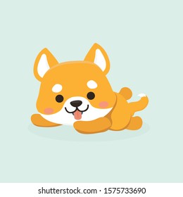 Vector illustration of cute Shiba Inu dog. 
