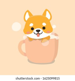 Vector illustration of cute Shiba Inu dog. 
