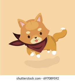 Vector illustration of cute Shiba Inu dog. 
