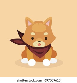 Vector illustration of cute Shiba Inu dog. 
