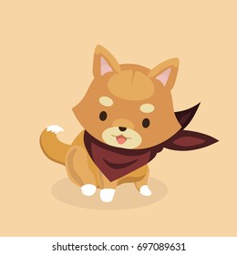 Vector illustration of cute Shiba Inu dog. 
