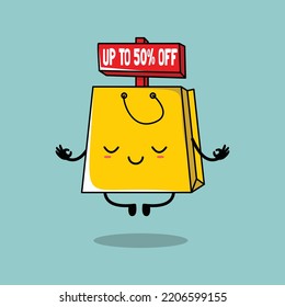 ilustración vectorial del personaje de la bolsa de compra linda