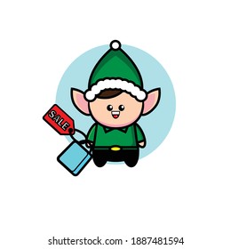 Vector illustration of cute shopping dwarf design