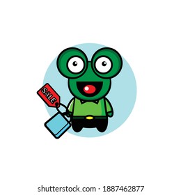 Vector illustration of cute shopping frog design
