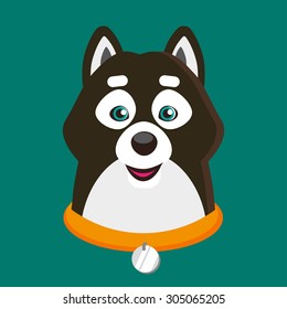Vector illustration of cute Siba-inu dog. Puppy, doggy character. Print design. 