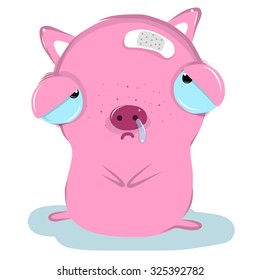 vector illustration of cute sick-pigs  cartoon  drawing style