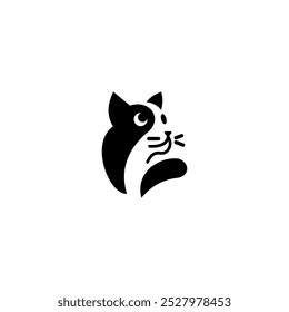 Vector illustration of cute silhoutte cat