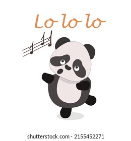 Vector illustration of cute singing panda inscription lo lo lo
